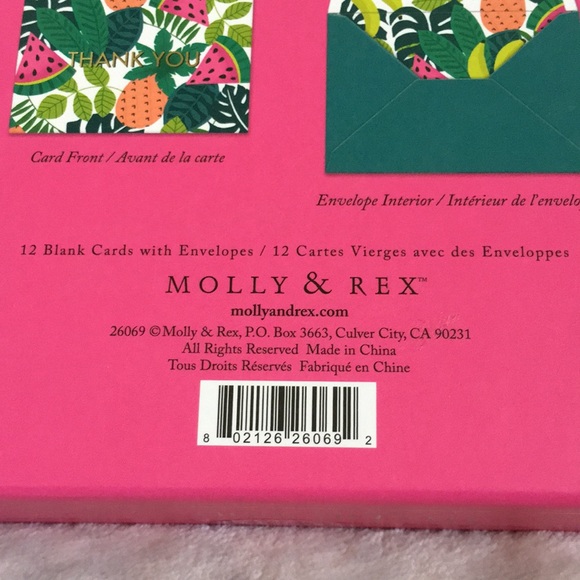 Tropical Watermelon Thank You Notes Cards Set of 12 Blank Correspond envel NWT - Picture 13 of 16
